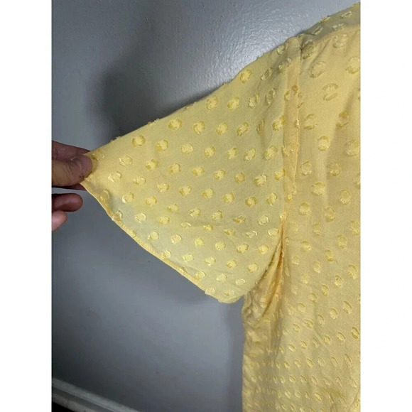 Soft Surroundings Blouse Women’s M Yellow Rayon Seersucker Ruffle Top M - Picture 3 of 7